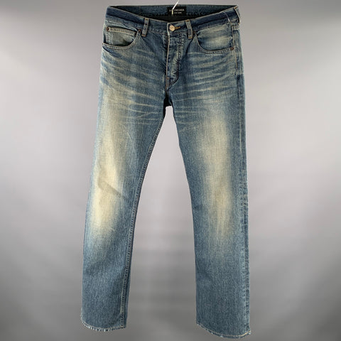 BALENCIAGA Size S Dirty Wash Denim Flared Jeans