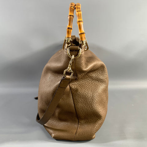 GUCCI Brown 323664 Pebble Grain Leather Shoulder Bag