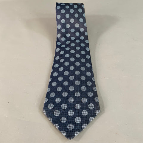 KITON One Size Navy Blue Polka Dot Jacquard Silk Tie