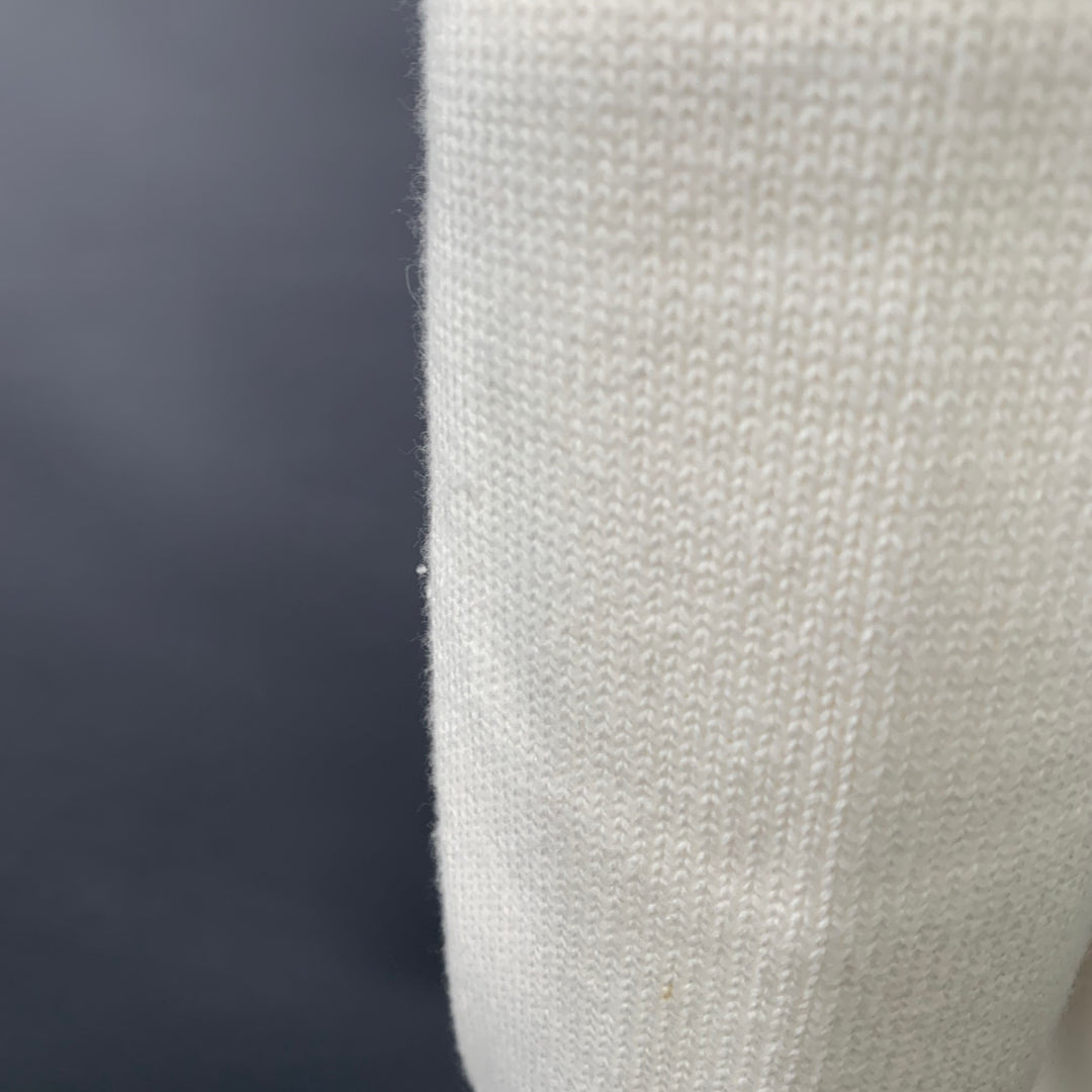 THE KOOPLES Size M White Black Knit Cotton Cashmere Crew Neck Sweater