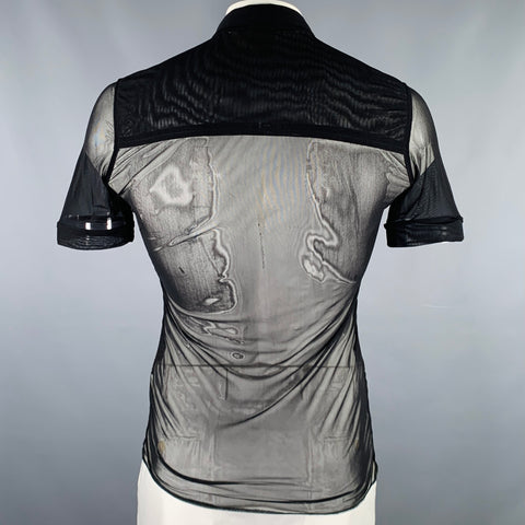 GAULTIER JEANS Size L Black Ruffled Nylon Blend Shirt
