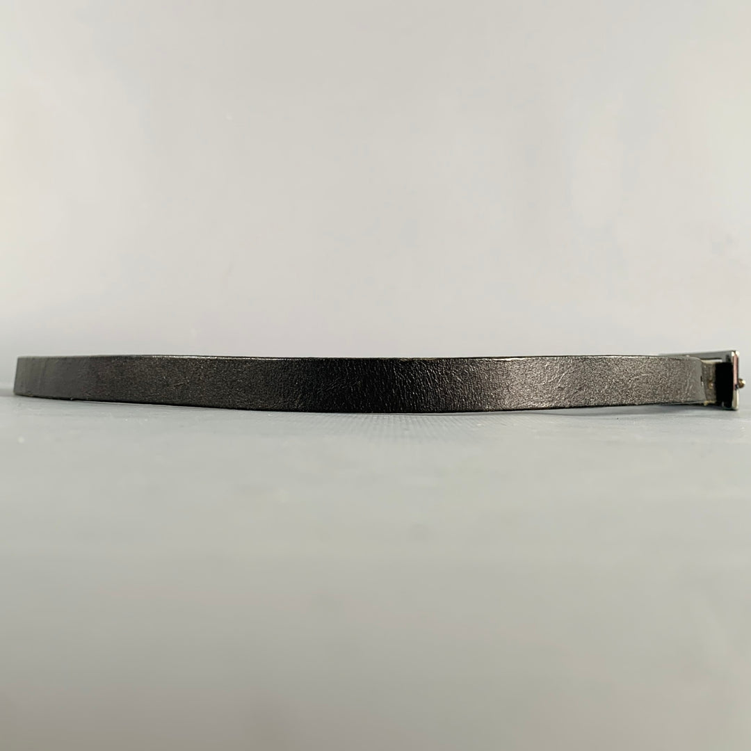 J.LINDEBERG Size 30 Black Silver Logo Leather Belt