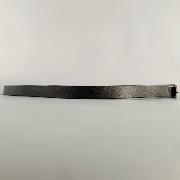 J.LINDEBERG Size 30 Black Silver Logo Leather Belt