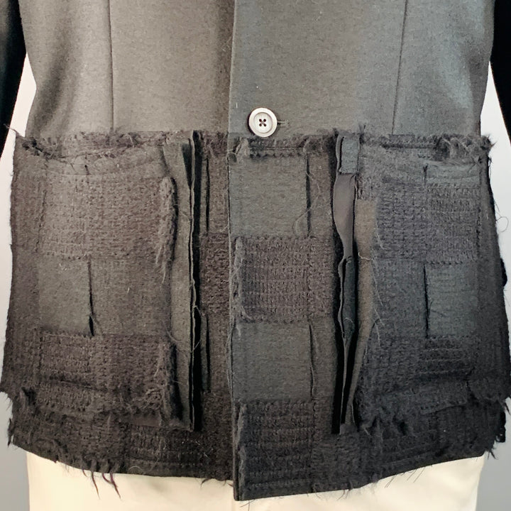 MEAGRATIA Size S Black Applique Wool Single Breasted Jacket