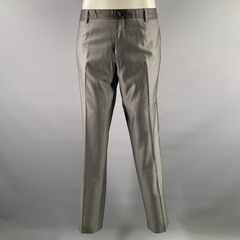 DOLCE & GABBANA Size 40 Grey Wool Silk Peak Lapel Tuxedo