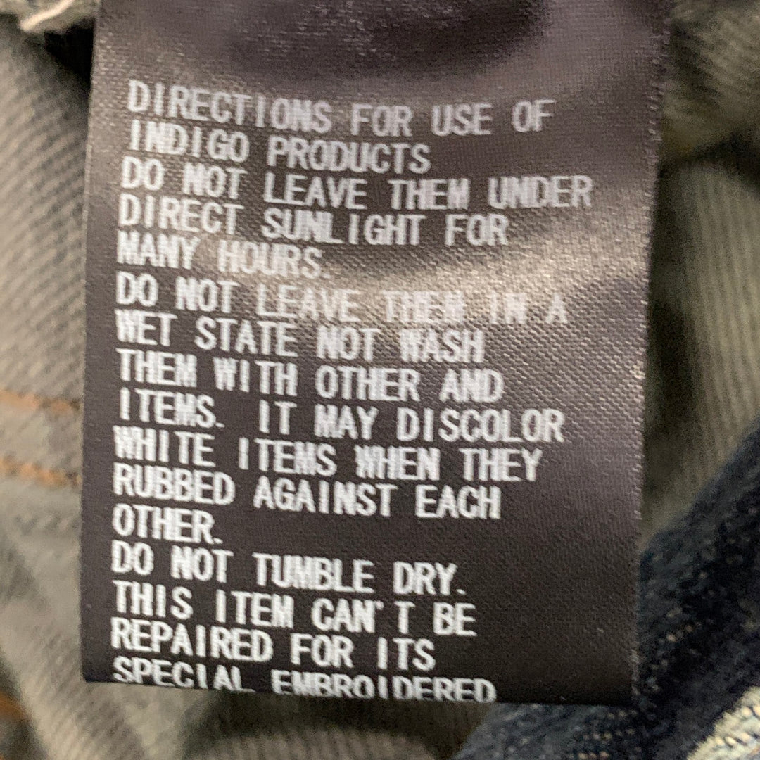 UNDERCOVER Size 30 Blue Multi Color Embroidery Cotton Relaxed Drop Crotch Jeans