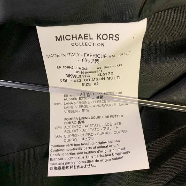 MICHAEL KORS COLLECTION Size 2 Red Black Yellow Wool Plaid Jacket Blazer