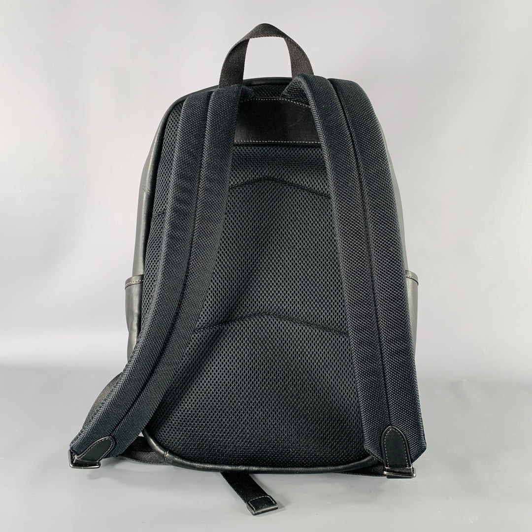 COACH Black Grey Monogram Leather Backpack Bag