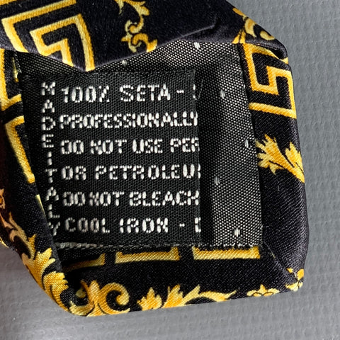 GIANNI VERSACE Black Gold Medusa Heads Silk Tie