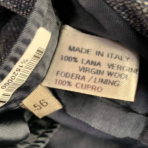 BOTTEGA VENETA Taille 46 Manteau de sport à revers cranté en laine vierge chinée marine et blanc