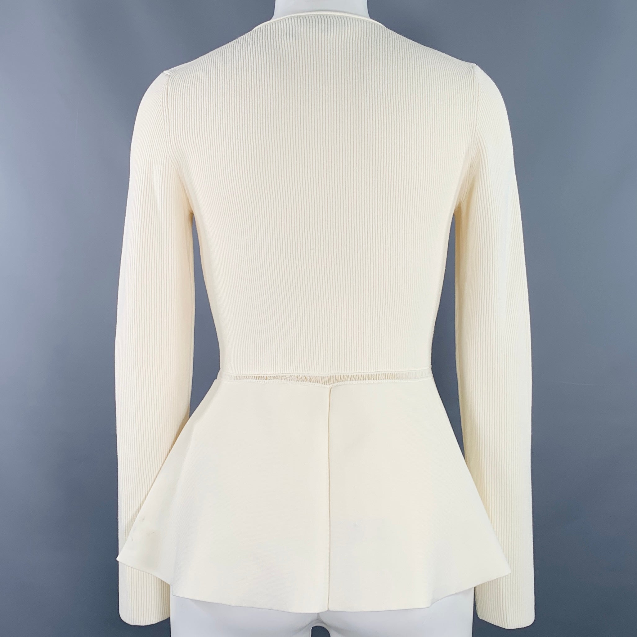 THEORY Size M Peplum Compact Crepe Cream Viscose Blend