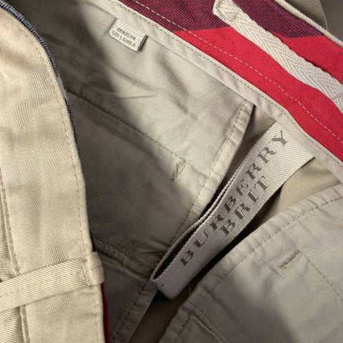 BURBERRY BRIT Size 32 Tan Khaki Solid Cotton Straight leg Casual Pants
