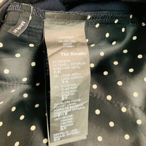 THE KOOPLES Taille 4 Pantalon habillé en laine mélangée noire marine à bordure contrastée