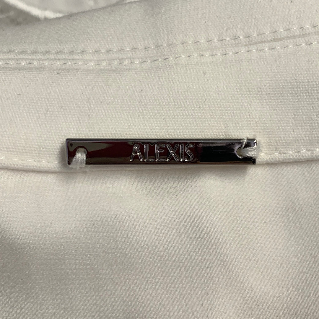 ALEXIS Size M Cream Polyester Cotton Lace Notch Lapel Pantsuit