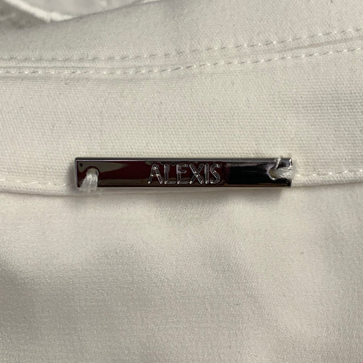 ALEXIS Size M Cream Polyester Cotton Lace Notch Lapel Pantsuit