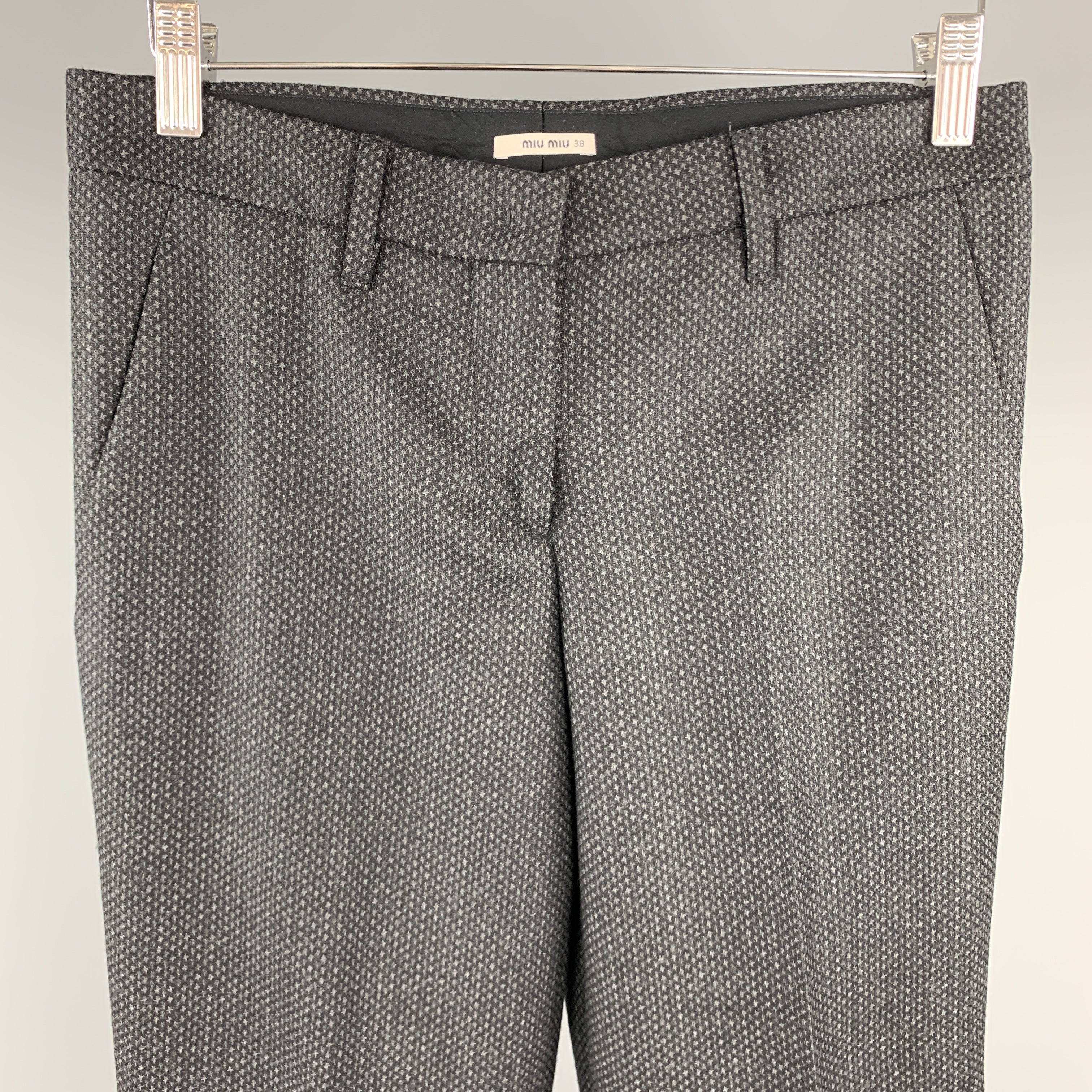MIU MIU Size 2 Grey Houndstooth Wool Dress Pants – Sui