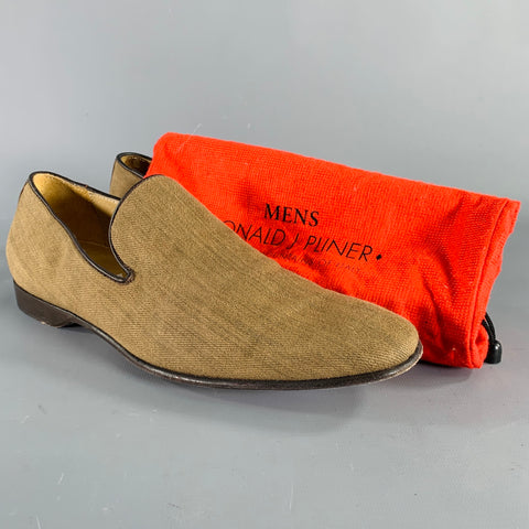 DONALD J PLINER Size 8 Beige Brown Contrast Trim Fabric Slip On Loafers