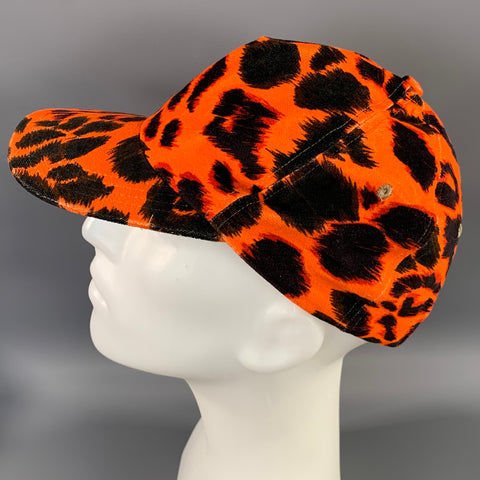 R13 Size S Orange Black Leopard Cotton Blend Hat