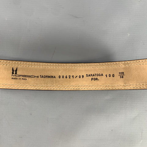 MORESCHI Size 38 Black Perforated Leather Belt
