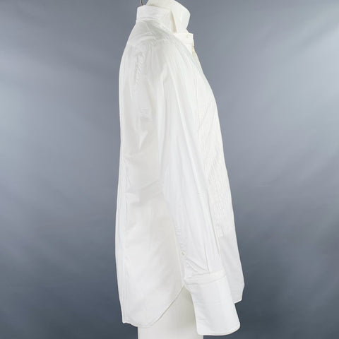 BRIONI Size M White Silver Stripe Cotton Tuxedo Formal Long Sleeve Shirt