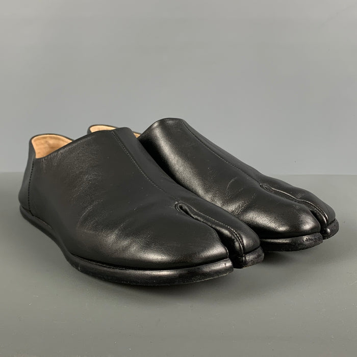 MAISON MARGIELA Size 10 Black Leather Slip On Flats