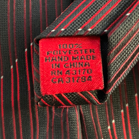ALFANI Black Red Stripe Polyester Slim Tie
