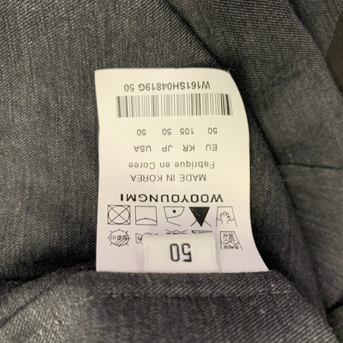 WOOYOUNGMI Size M Grey Black Graphic Cotton Button Up Long Sleeve Shirt