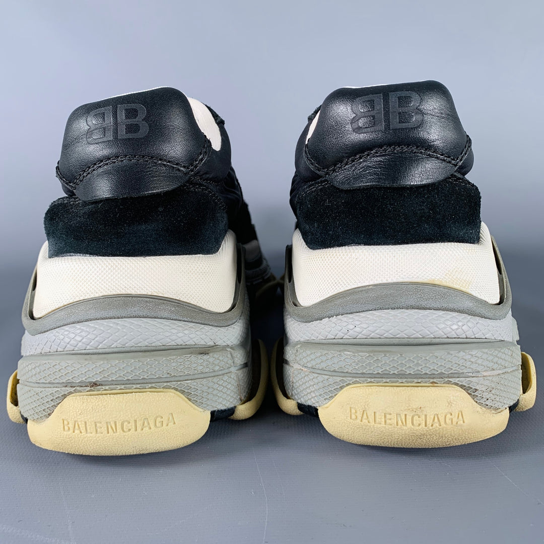 BALENCIAGA Size 8 Black Brown Mixed Fabrics Nylon Rubber Sole Sneakers