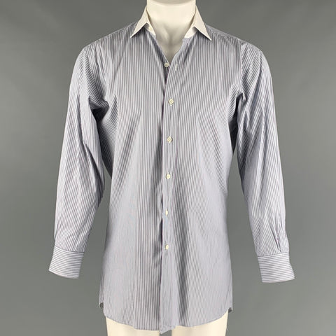 POLO by RALPH LAUREN Size M Purple White Green Stripe Cotton Long Sleeve Shirt