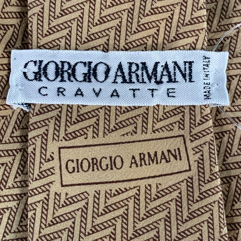 Cravate en Soie Chevrons Marron Fauve GIORGIO ARMANI