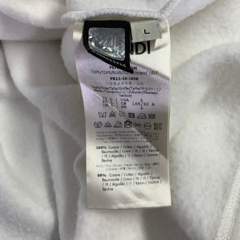 FENDI x FILA 2018 Size L White Black Red Cotton Logo Hoodie Casual Top