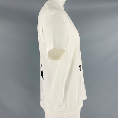 LOUIS VUITTON Size L FW21 -End Goal- White Black Cotton LV Crew Neck T-shirt