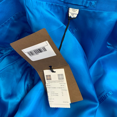 BURBERRY SS23 Size 40 Blue Wool Peak Lapel Double Breasted Suit