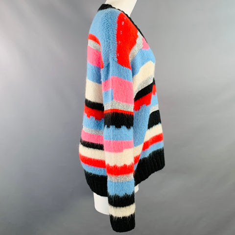 MSGM Size XS Multi Color Acrylic Blend Knit V-Neck Sweater
