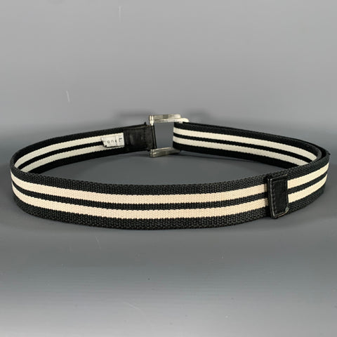 PARKE & RONEN Size 40 Black White Stripe Belt