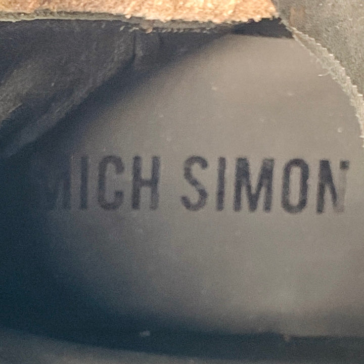 MICH SIMON Size 11 Brown Croc Embossed Leather Lace-Up Belt Calf High Military Boots