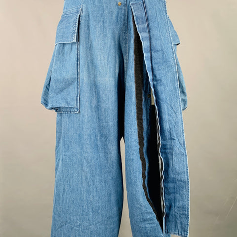 KAPITAL Size M Indigo Wash Cotton Drawstring Waistband Casual Pants