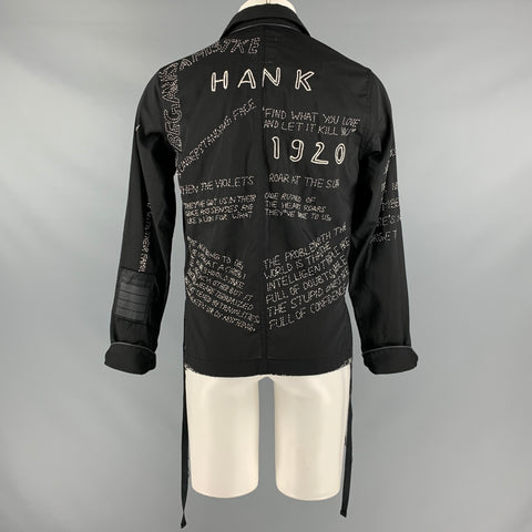 LEH Size M Black White Embroidery Shirt Jacket