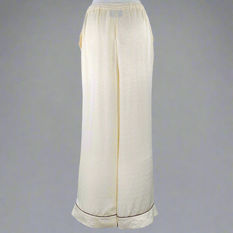 SLEEPER Size S Cream Rayon Blend Shiny Elastic Waistband Casual Pants