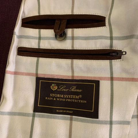 LORO PIANA Size XL Burgundy Cotton Zip Up Jacket