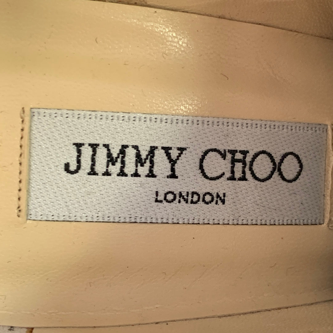 JIMMY CHOO Size 9.5 Black Studded Leather Back Zipper Stiletto Boots