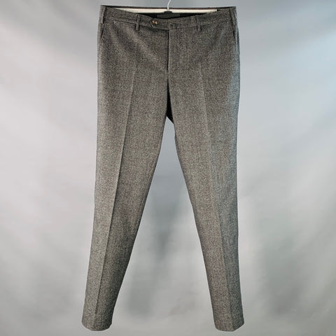 PT TORINO Size 32 Grey Black Glenplaid Wool Flat Front Dress Pants