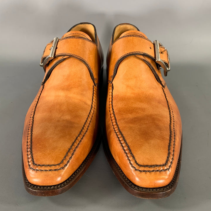 BARRETT Size 9.5 Tan Brown Leather Monk Strap Loafers