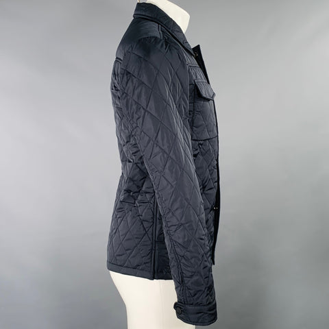 SCOTCH AND SODA Size S Navy Quilted Polyester Hidden Zipper Jacket