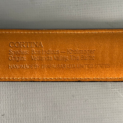 TRAFALGAR Size 34 Black Gold Leather Belt