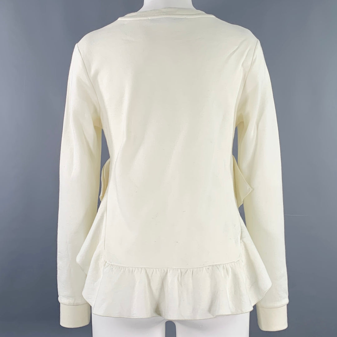 STELLA McCARTNEY Size 2 Cream Cotton Blend Ruffled Long Sleeve Casual Top