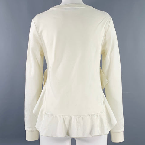 STELLA McCARTNEY Size 2 Cream Cotton Blend Ruffled Long Sleeve Casual Top