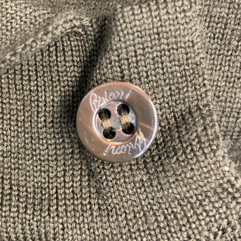 BRIONI Size XL Brown Knit Polo Pullover