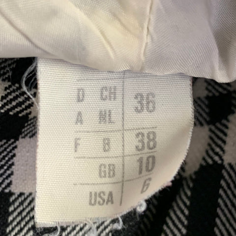 GIANFRANCO FERRE Vintage Size M Black White Wool Silk Plaid Double Breasted Jacket Blazer
