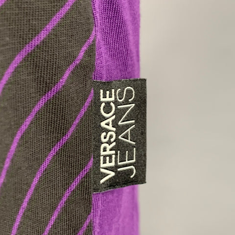 VERSACE JEANS Size L Purple Black Print Crew Neck T-shirt